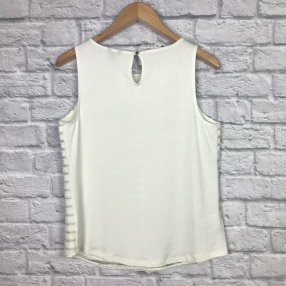 Ann Taylor Metallic Stripe Sleeveless Top Medium - Picture 2 of 7